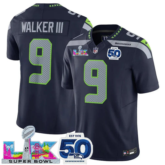 Seattle Seahawks Vapor F.U.S.E. Patch Super Bowl LX 50th Season Limited Blue Jersey